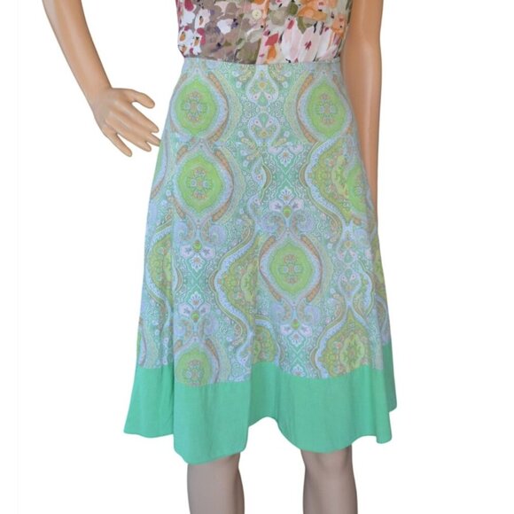 Vintage y2k Forever 21 Pastel Green Paisley A Line Cotton Skirt Juniors Large Pr - Picture 1 of 9